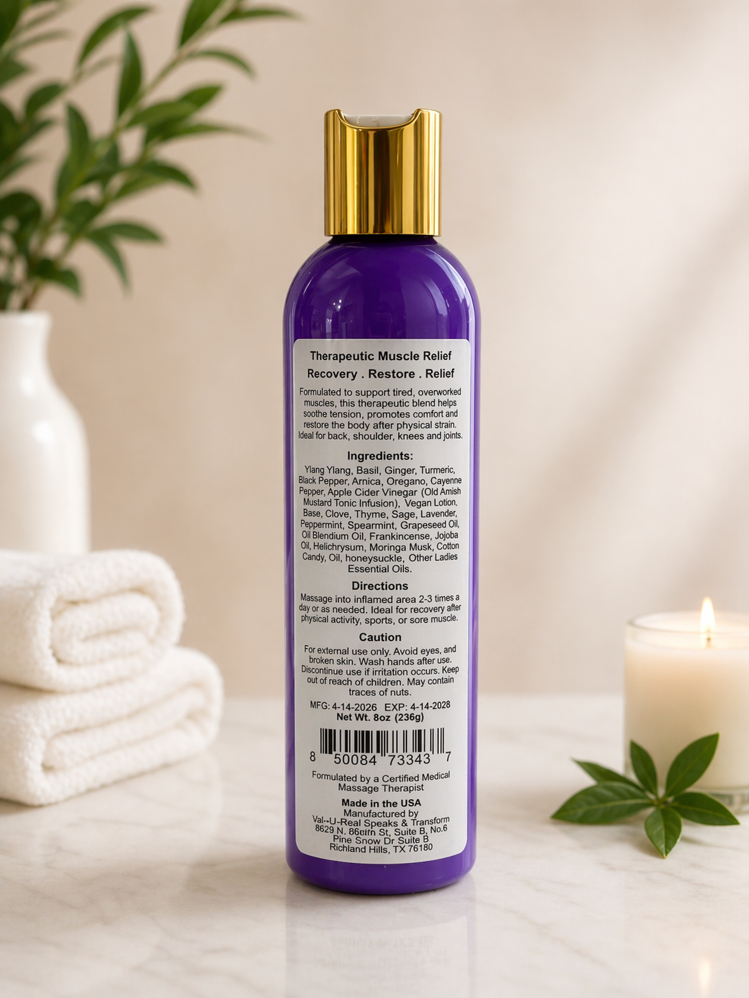 Crowned In Essence Therepeutic Muscle Relief Lotion